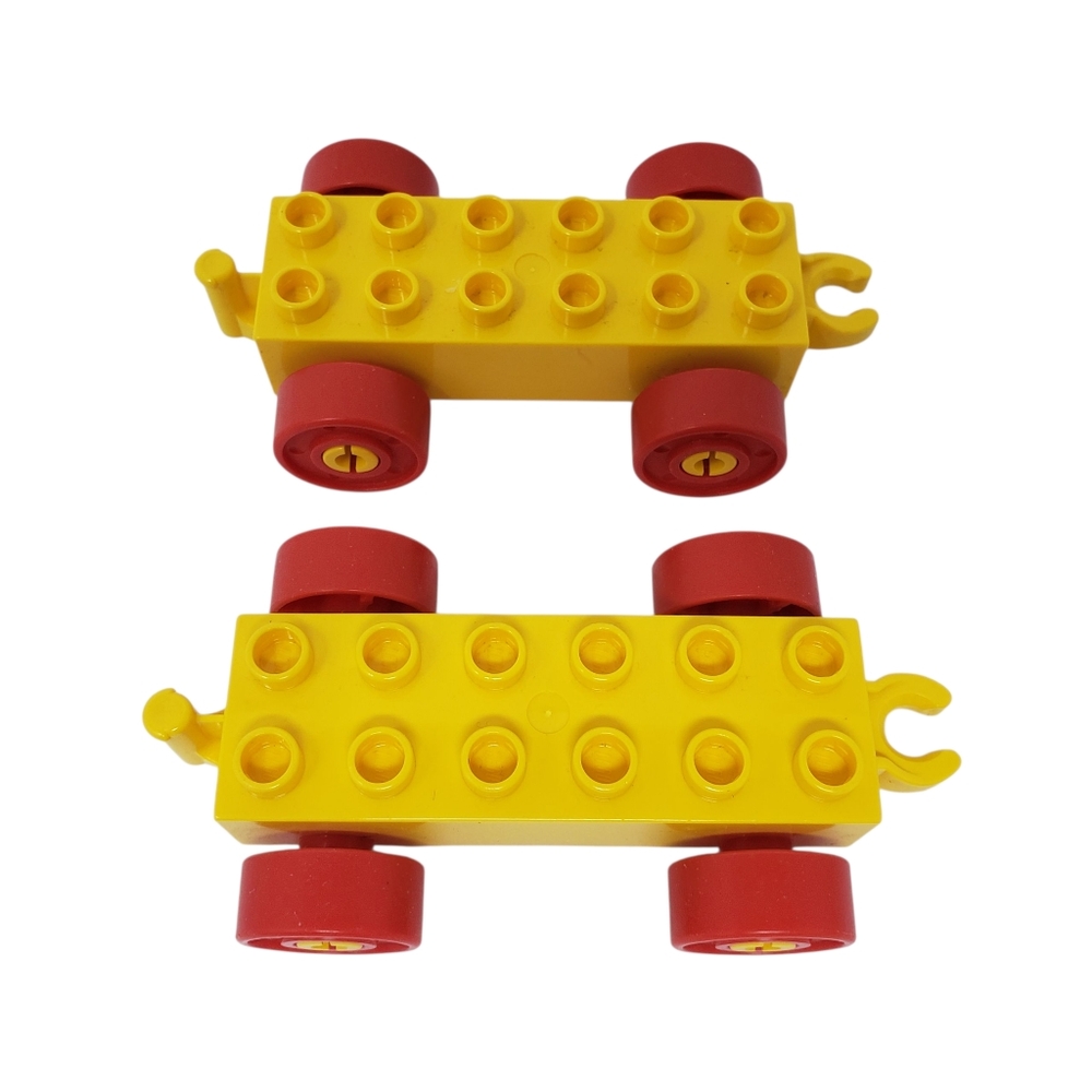 LEGO Duplo Yellow Brick Cars Red Wheels Set of 2